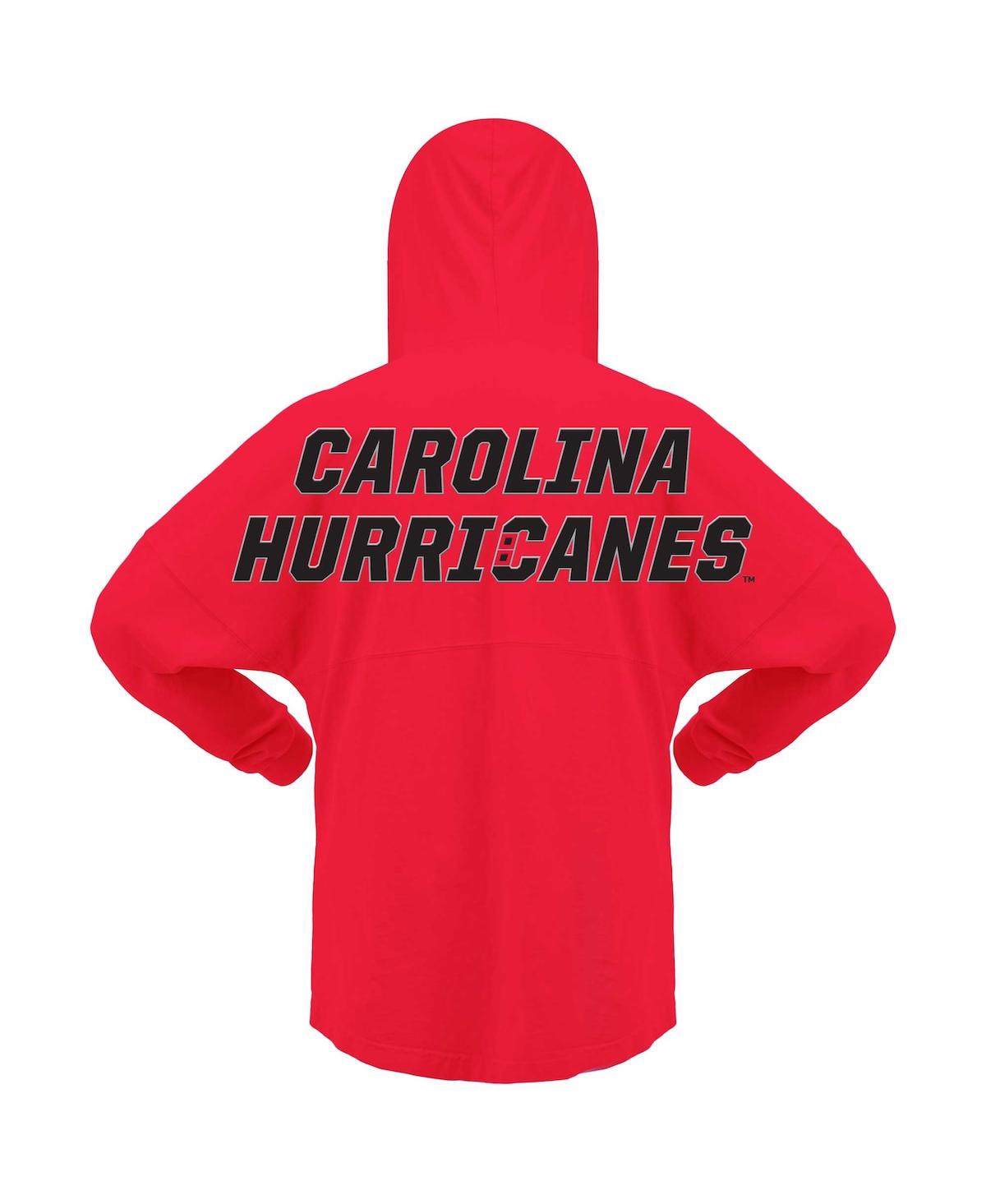 Women's FanaticsCarolina Hurricanes Jersey Lace-Up V-Neck Long Sleeve Hoodie T-shirt - Red