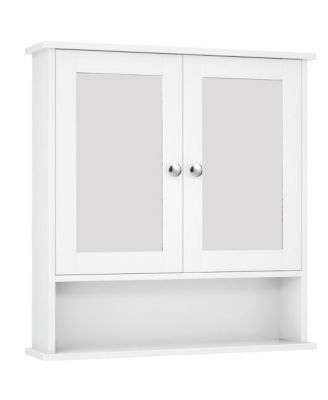 Bathroom Mirror Cabinet with Double Doors and Shelf for Wall Mounted Storage