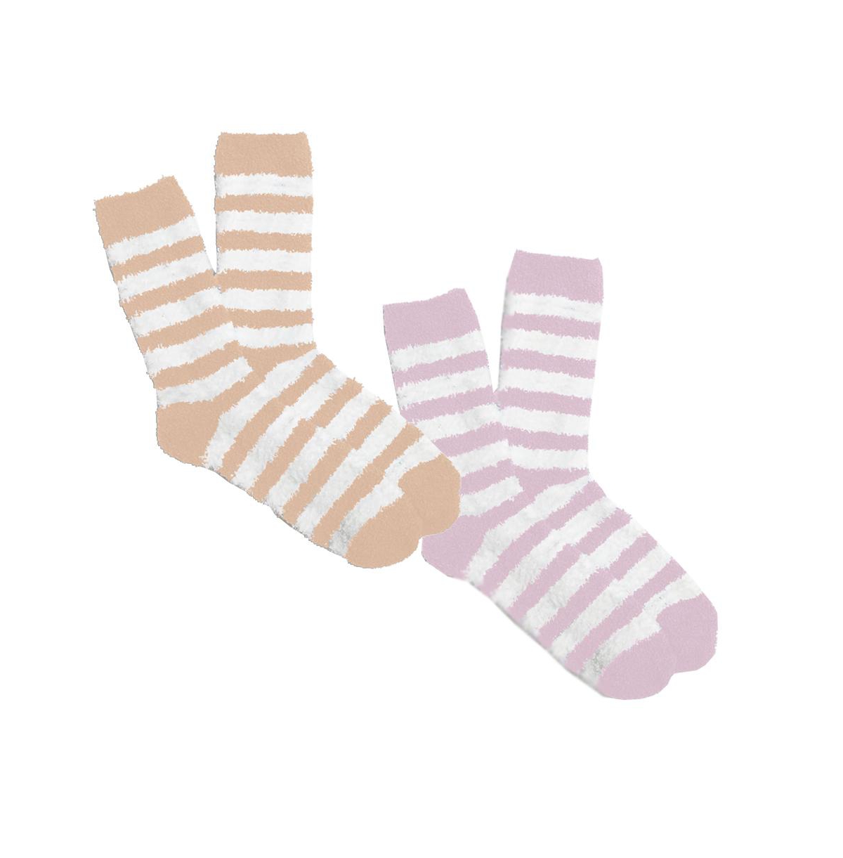Striped Cozy Socks Two Pack - Mauve