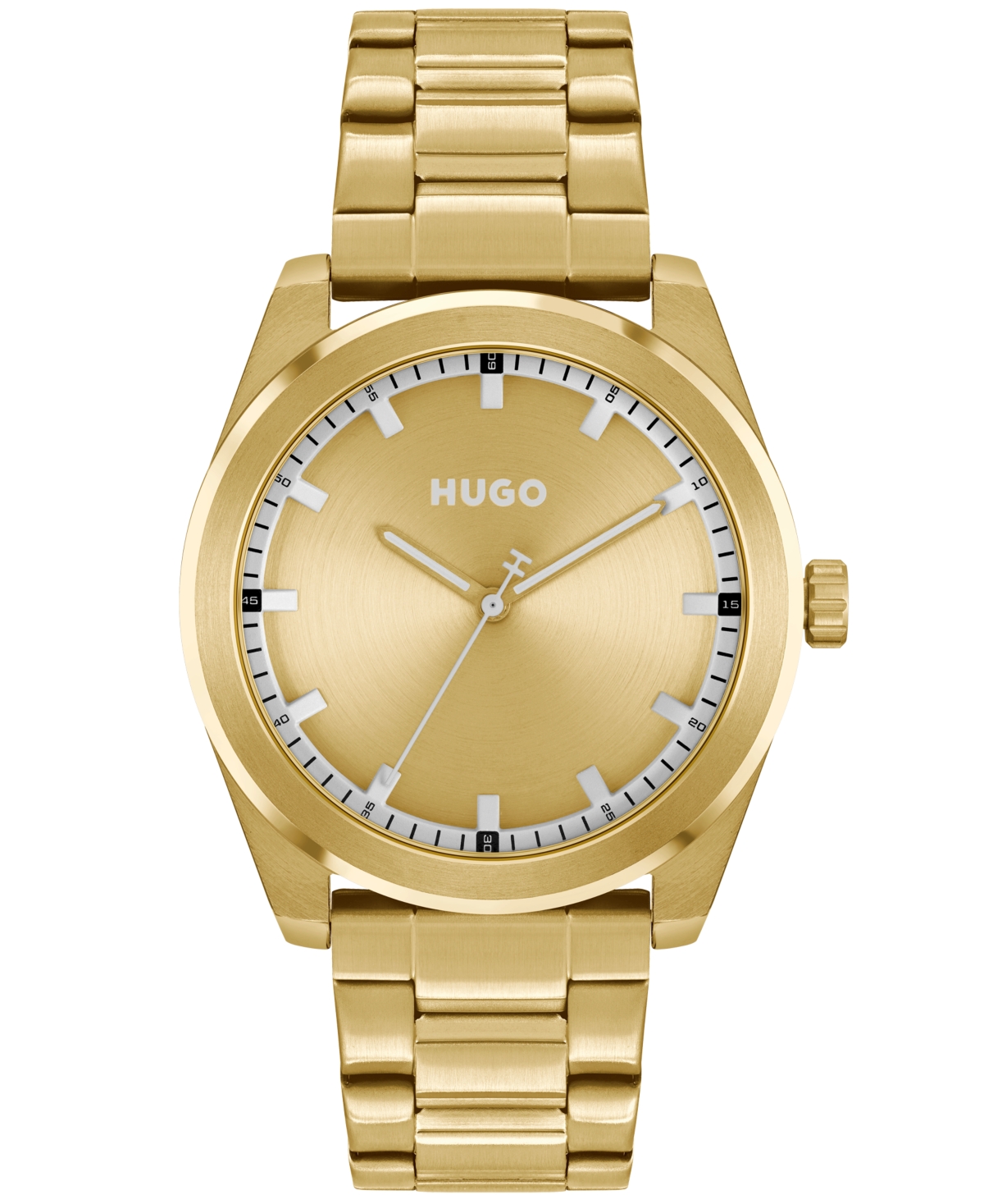 Shop Hugo Men's Bright Quartz Ionic Plated Thin Gold-tone Steel Watch 42mm In Ionic Plated Thin Gold Steel