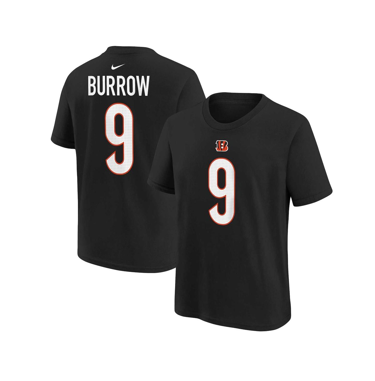 Футболка Nike Joe Burrow Black Cincinnati Bengals Player Name and Number T-shirt для мальчиков — фото 1