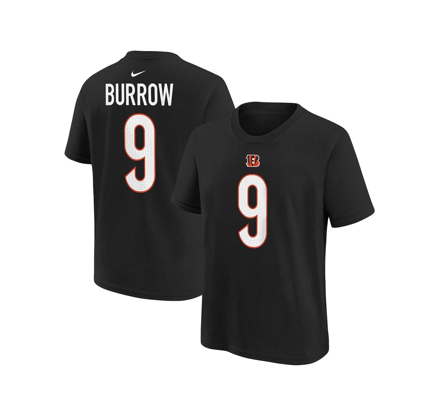 Big Boys Joe Burrow Black Cincinnati Bengals Player Name and Number T-shirt
