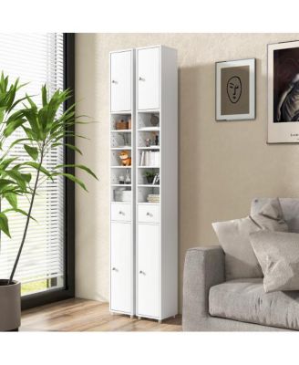 Freestanding Slim Bathroom Cabinet with Drawer and Adjustable Shelves