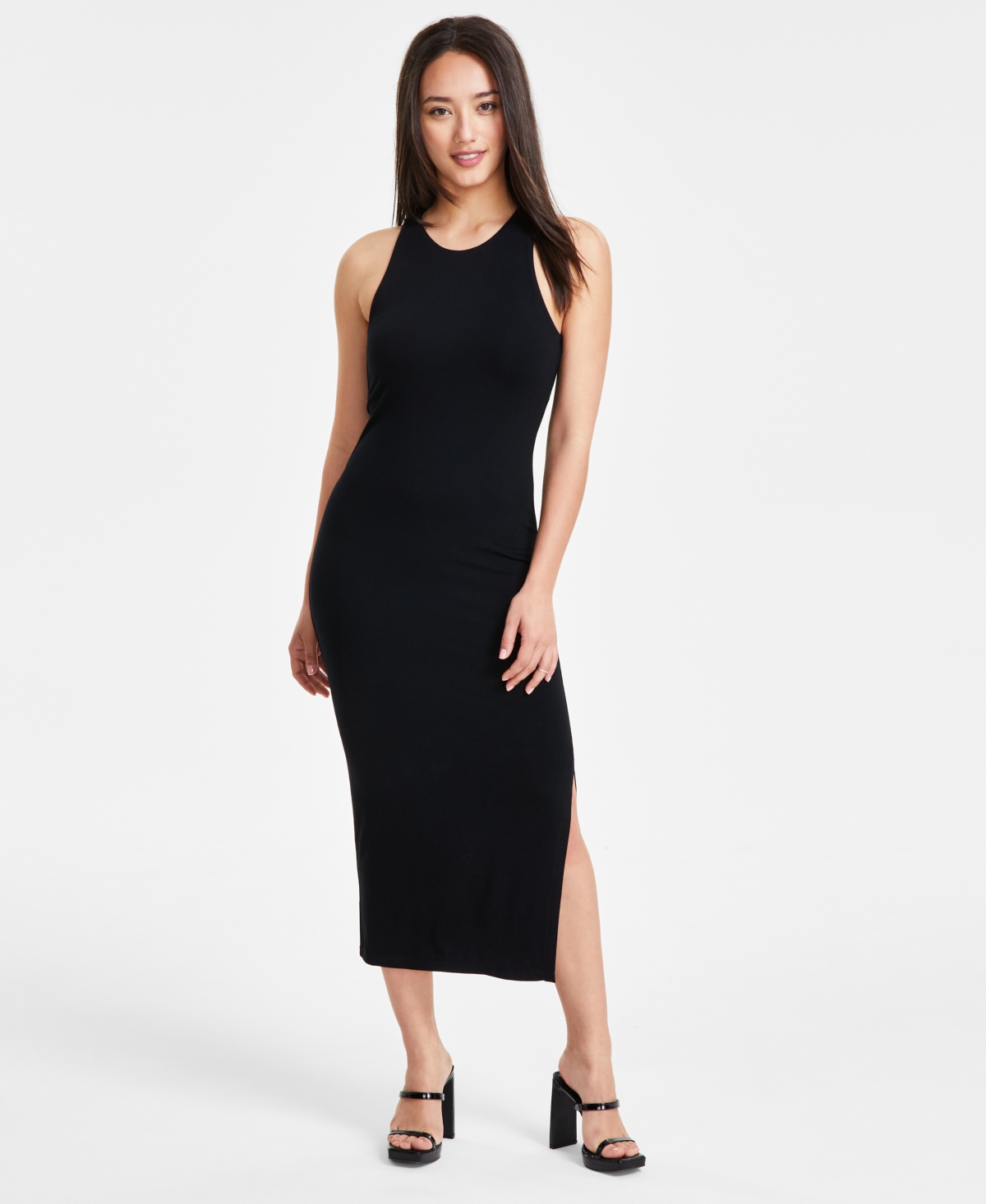 Petite Sleeveless Bodycon Midi Dress, Created for Macy's - Deep Black