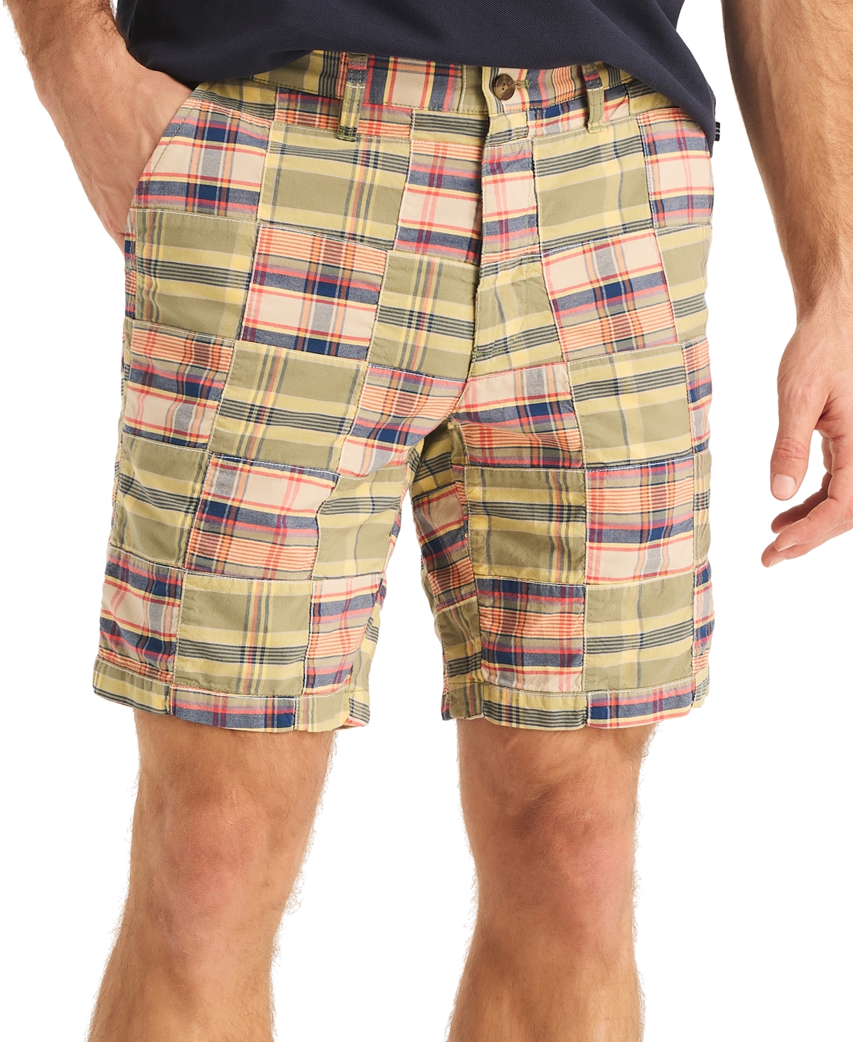 Men's Plaid Patchwork 8.5" Shorts - Sage Fields
