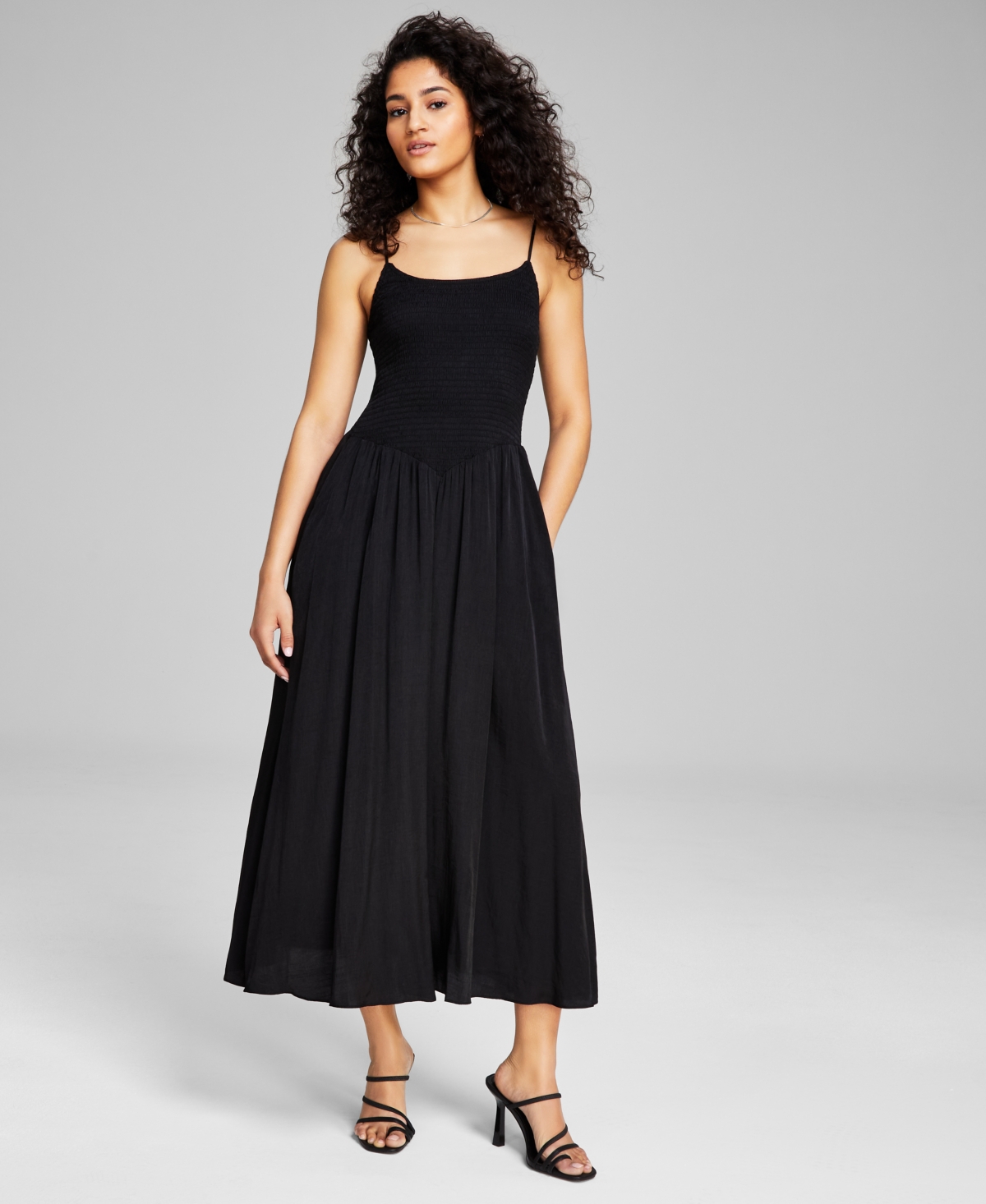 Shop And Now This Women's Sleeveless Smocked Maxi Dress, Created For Macy's In Black