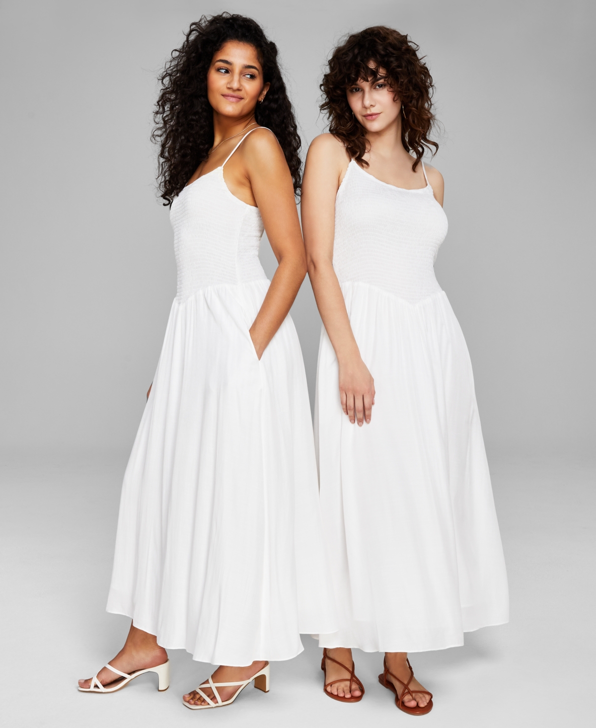 Women's Sleeveless Smocked Maxi Dress, Created for Macy's - White