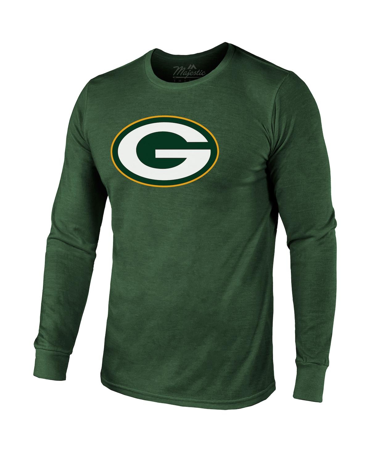 Men's Majestic Threads Jordan LoveGreen Bay Packers Name and Number Long Sleeve Tri-Blend T-shirt - Green