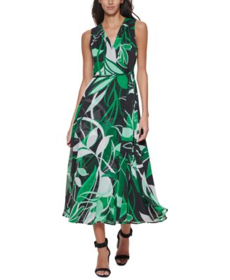 Calvin Klein - Petite Surplice-Neck Sleeveless A-Line Dress