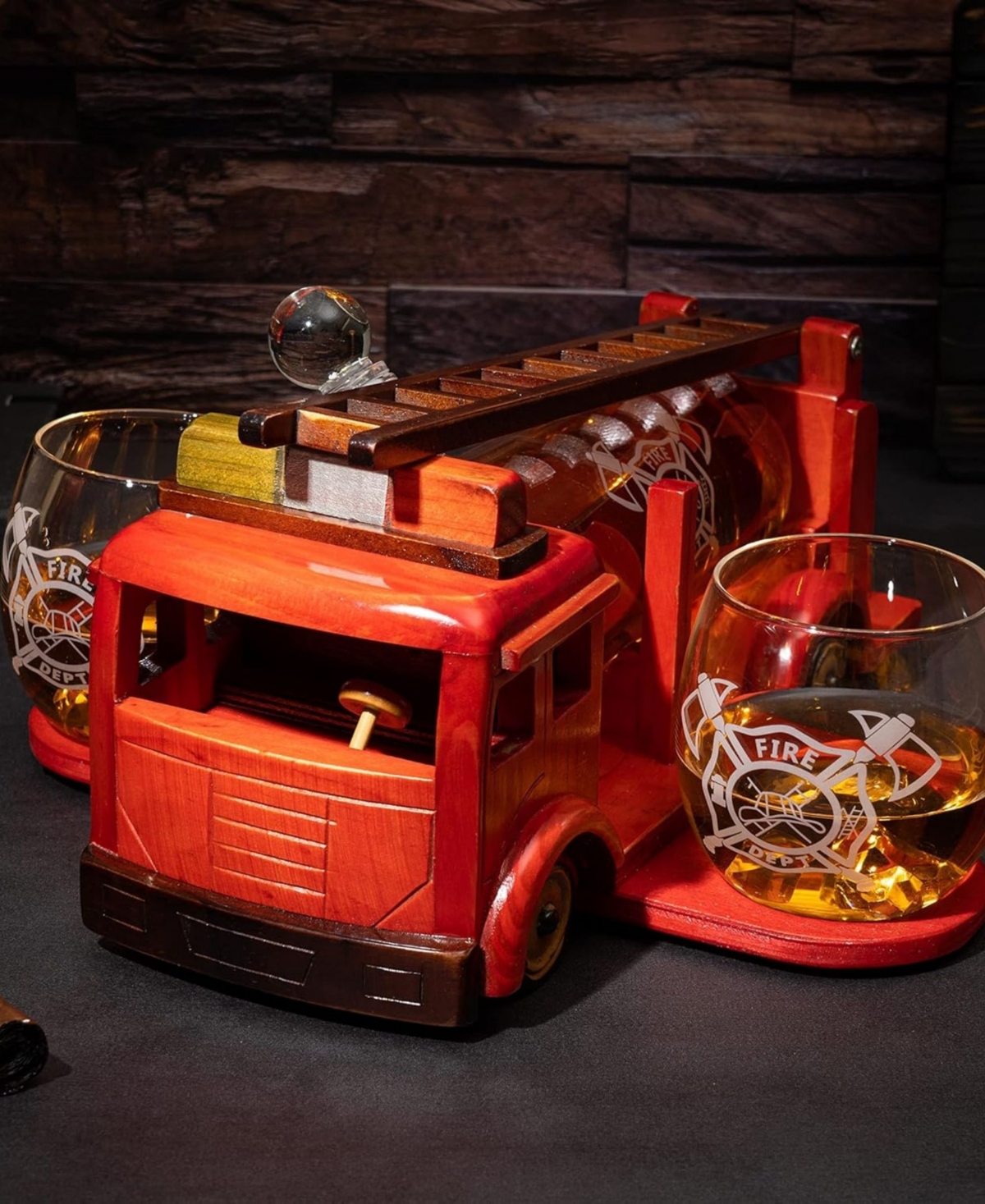 Shop The Wine Savant Firetruck Decanter, Set Of 3 In Clear