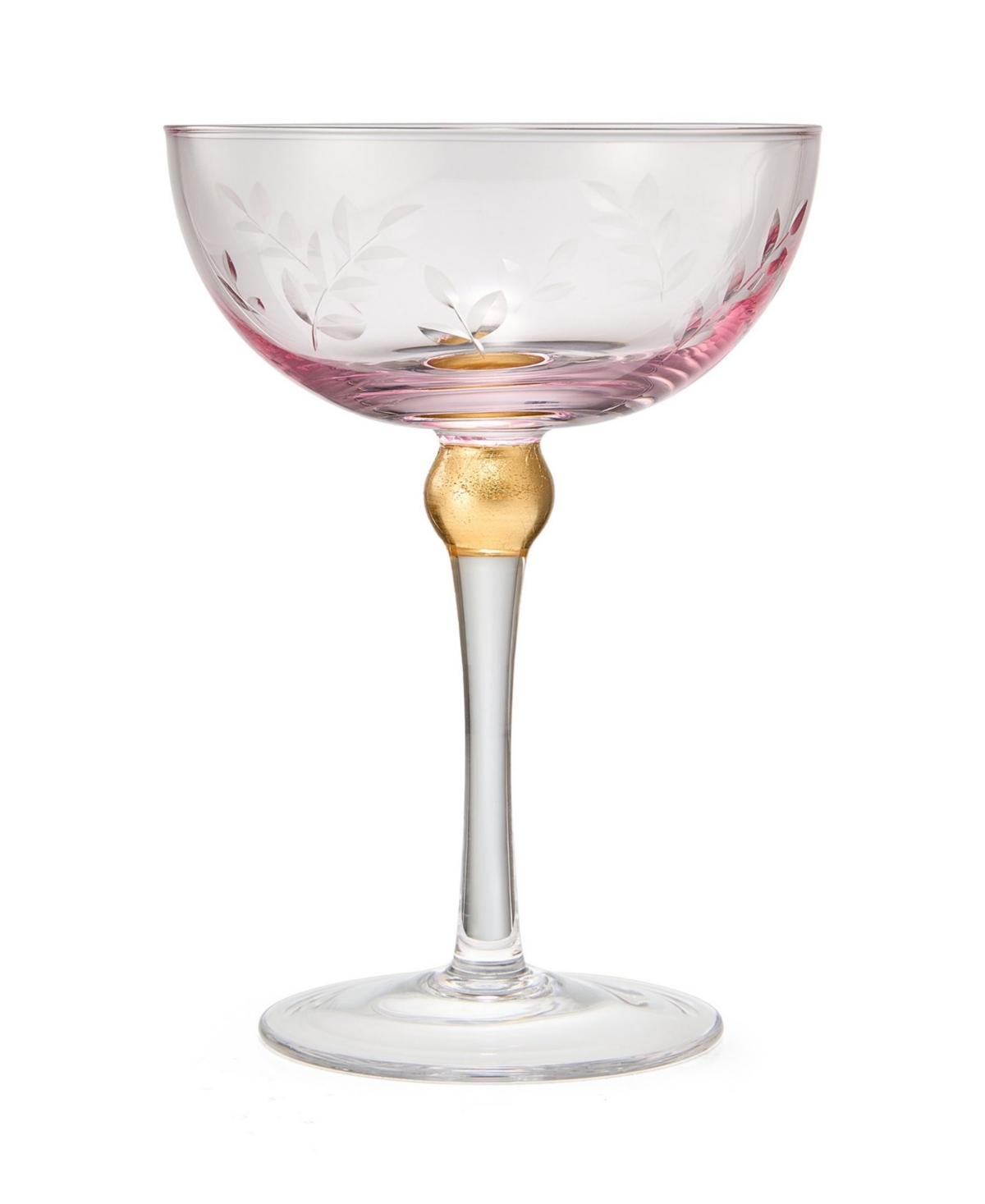 The Wine Savant Pallo Tinted Glass Crystal Champagne Saucer, 9 oz Set Of 4 In Pink,gold