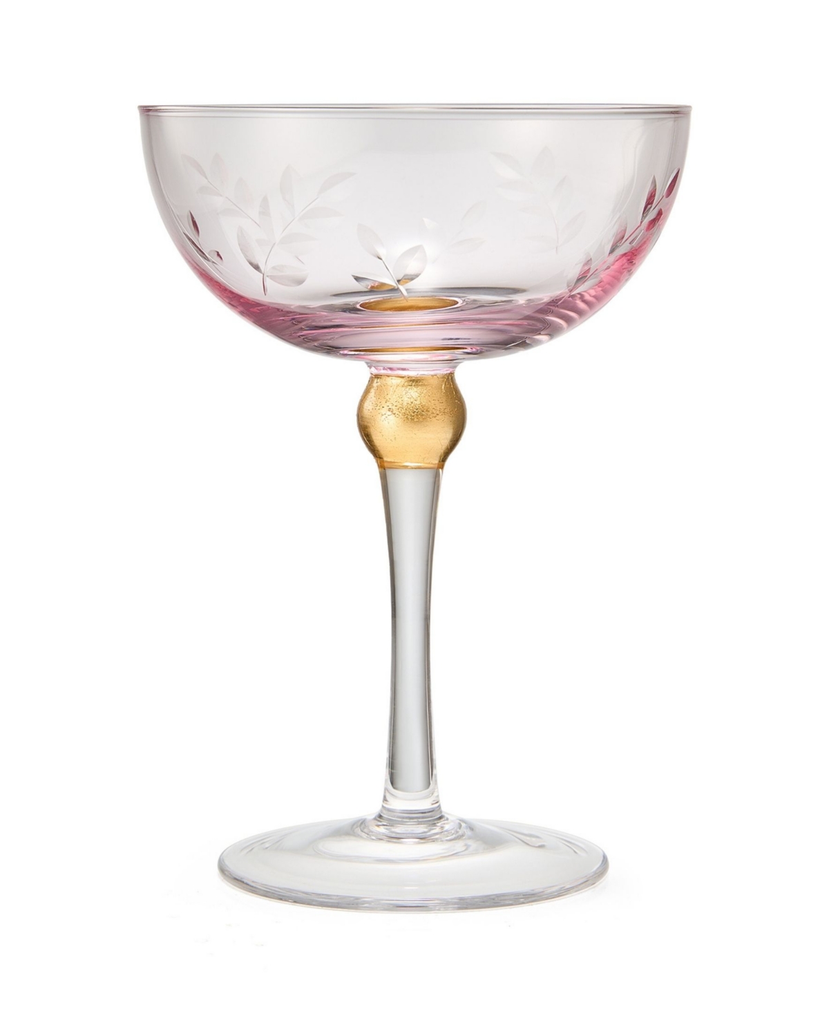 Shop The Wine Savant Pallo Tinted Glass Crystal Champagne Saucer, 9 oz Set Of 4 In Pink,gold