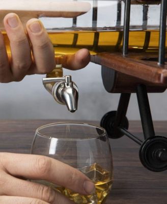 Glass Airplane Whiskey Decanter and Airplane Glasses, 3 Piece Set