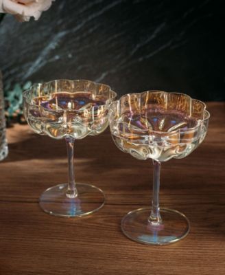 Flower Vintage Glass Coupes, Set of 2