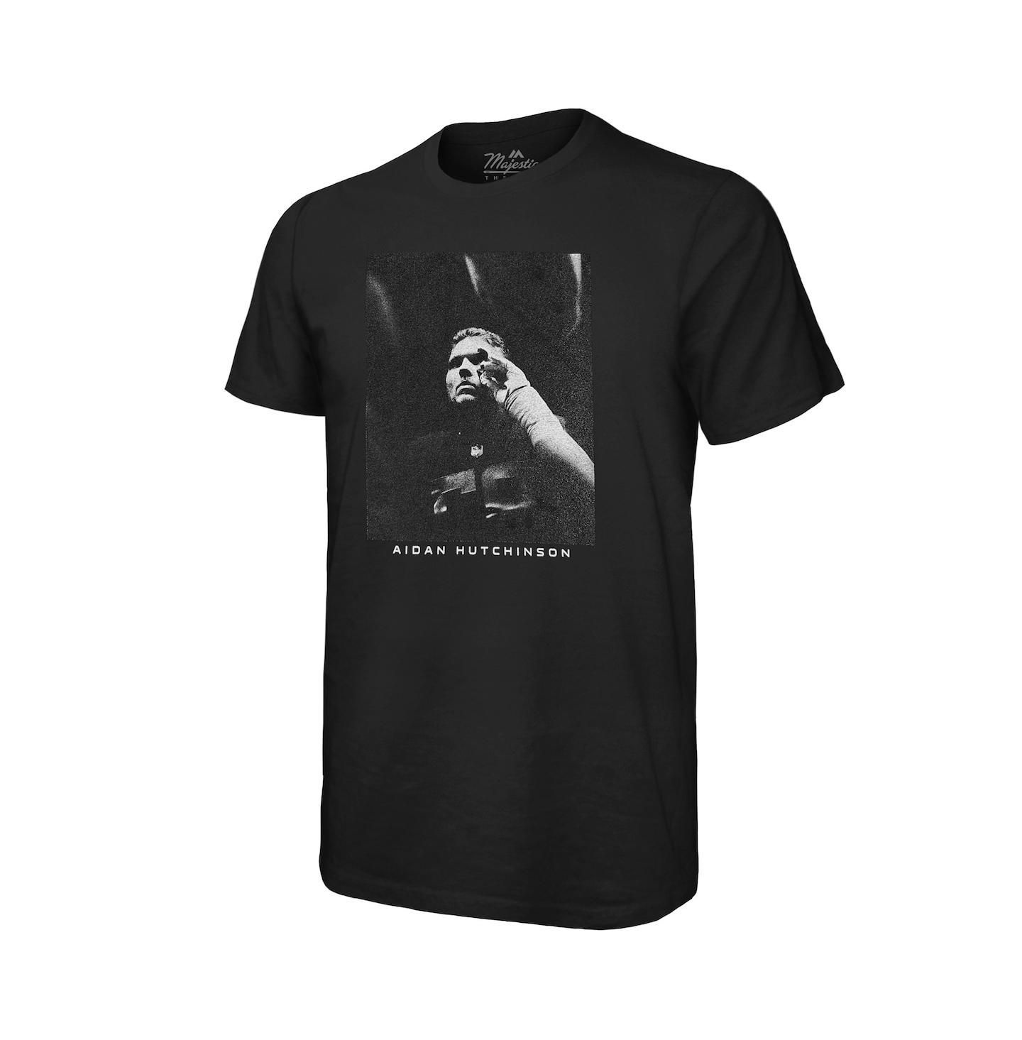 Мужская футболка Majestic Threads Aidan Hutchinson Black Detroit Lions Graphic — фото 2