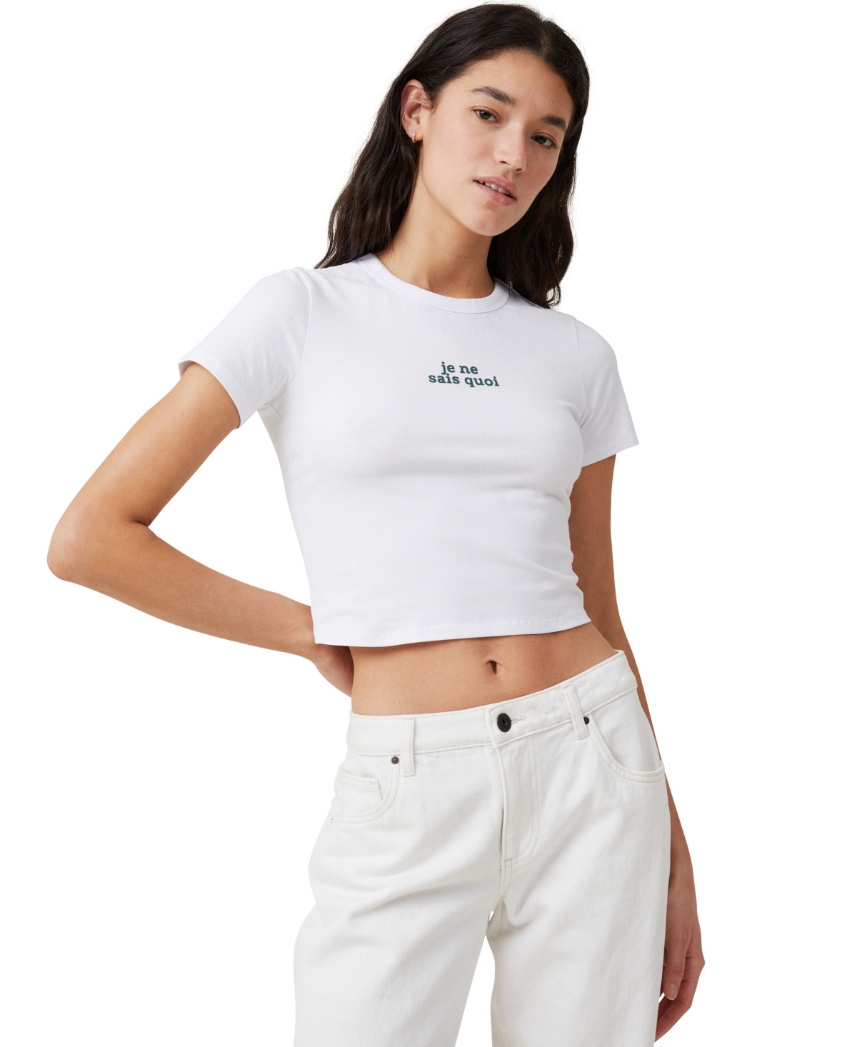 Shop Cotton On Women's Crop Fit Graphic T-shirt In Je Ne Sais Quoi,white