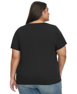 売れ筋商品|||カールラガーフェルド カットソー トップス レディース Plus Size Pin Logo Short-Sleeve T-Shirt, First@Macys Black KARL LAGERFELD PARIS Plus Size Pin Logo Short-Sleeve T-Shirt