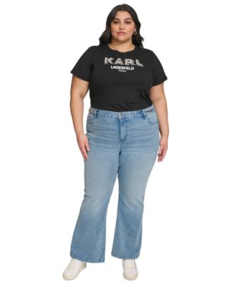 Plus Size Chain-Trim Flare Jeans, First&commat;Macy’s