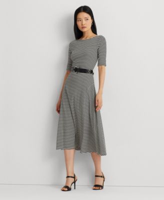 Lauren Ralph Lauren Women s Striped Stretch Cotton Midi Dress Macy s