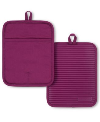 Ribbed Soft Silicone Pot Holder 2-Pack Set, 7" x 9"