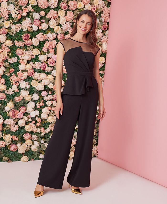 Adrianna Papell Women's IllusionYoke Knit Crepe Jumpsuit Macy's