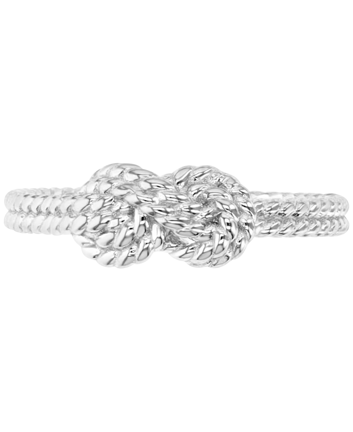 Shop Macy's Rope-textured Double Knot Double Band Statement Ring In Silver