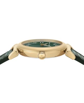 Salvatore Ferragamo Women's Swiss Green Leather Strap Watch 36mm