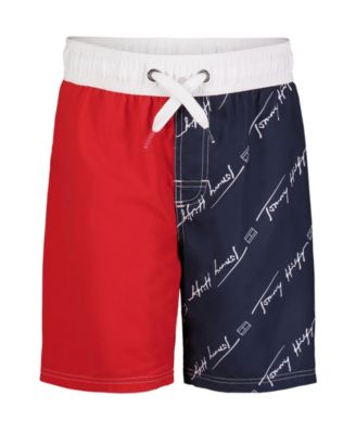 Big Boys All Over Print Color Block Swim Trunk