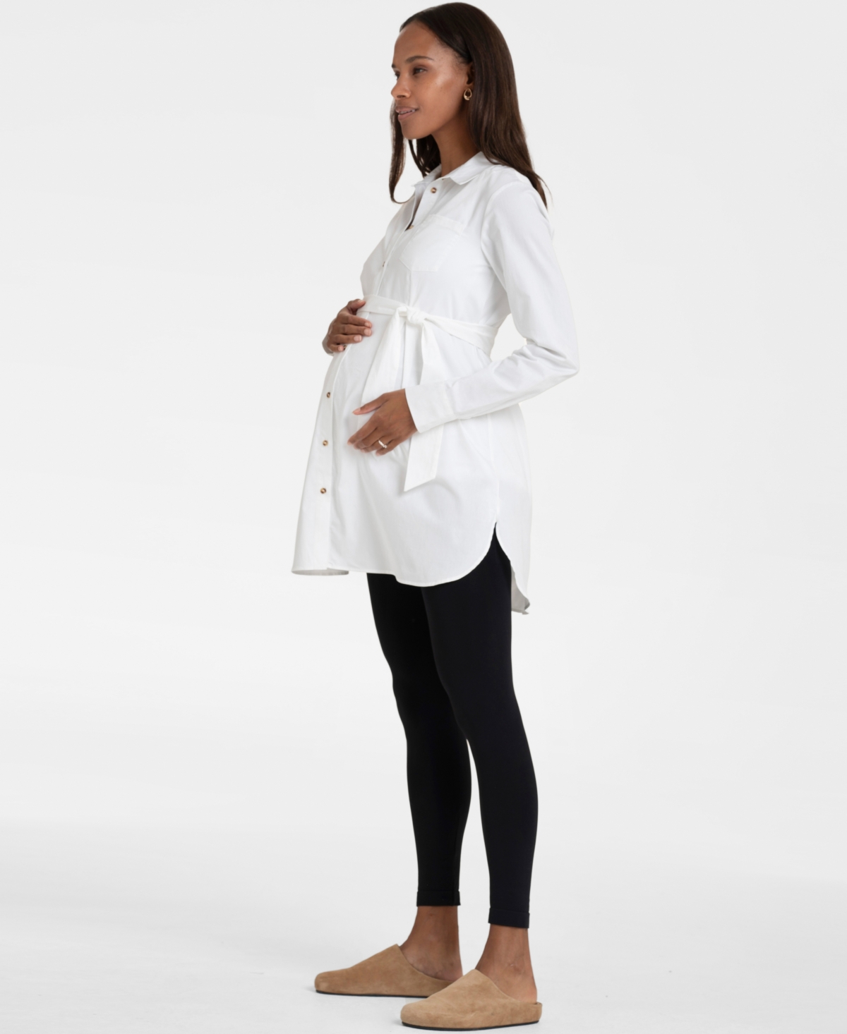 Shop Seraphine Women's Cotton Belted Maternity Tunic In White