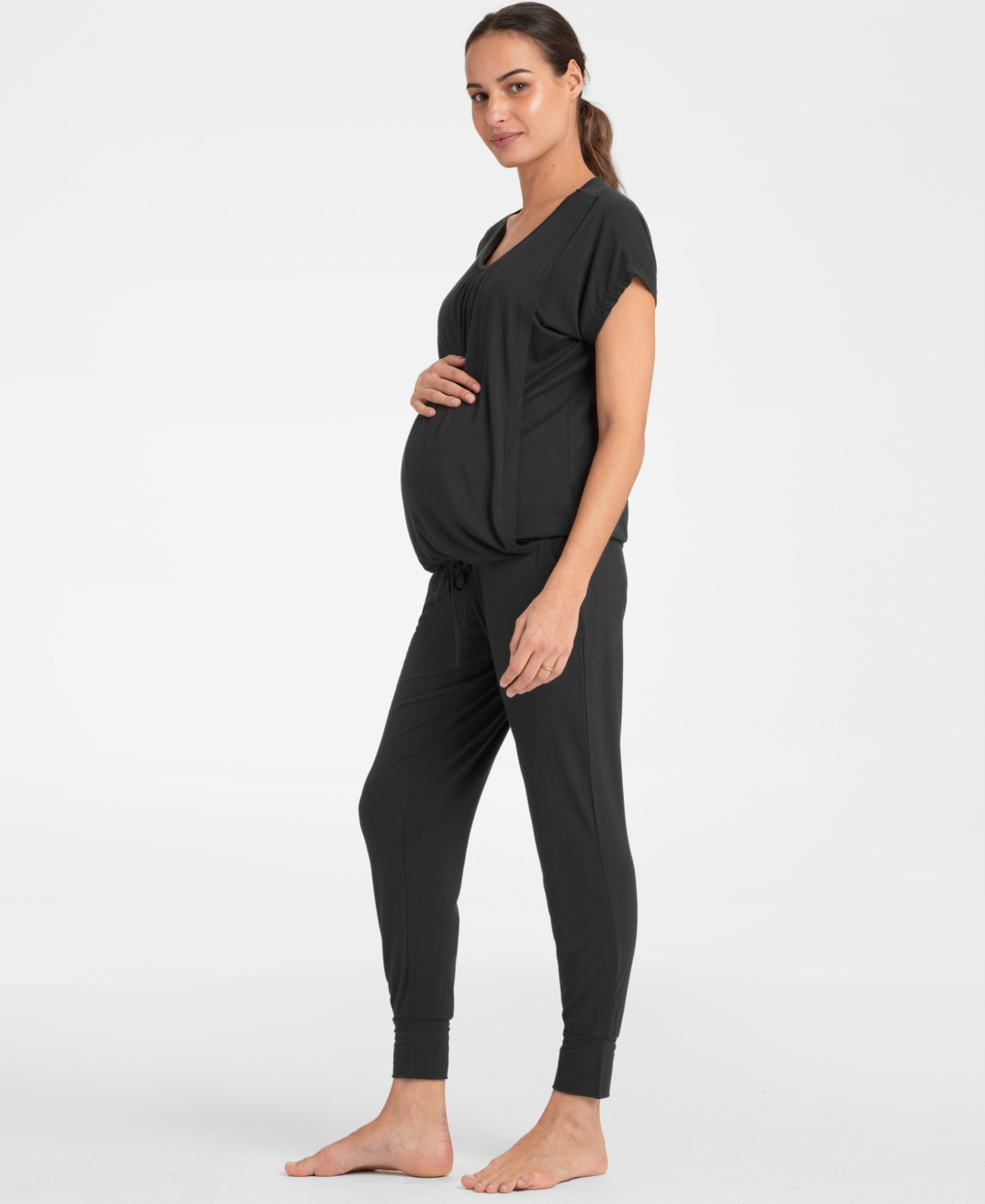 Seraphine Women's Ultra-soft Black Maternity And Nursing Loungewear Set