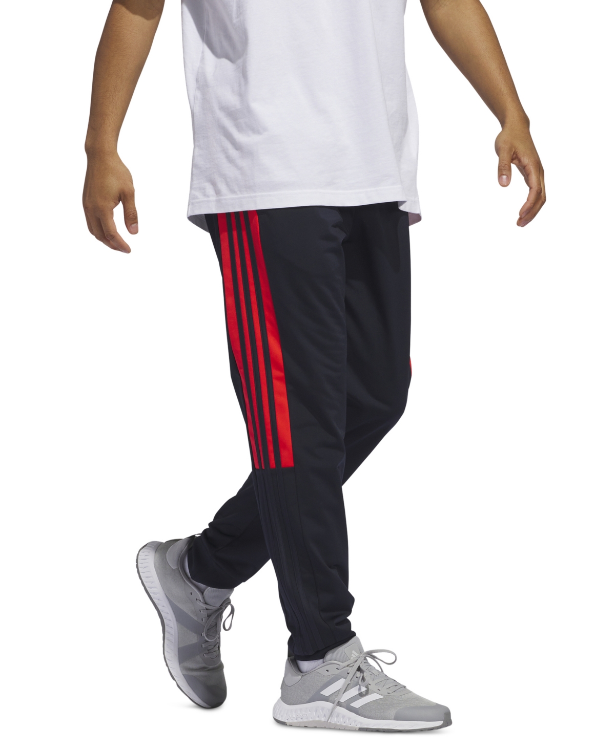 Shop Adidas Originals Men's Essentials Regular-fit Colorblocked Tricot Joggers In Legendary Ink,red
