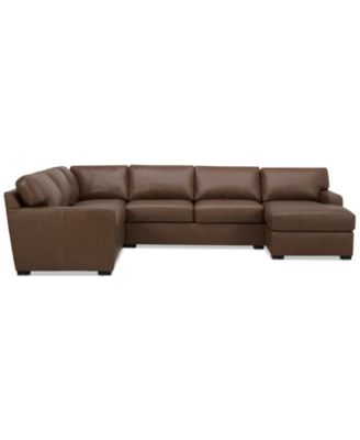 Radley 136" 5-Pc. Leather Square Corner Modular Chase Sectional, Created for Macy's