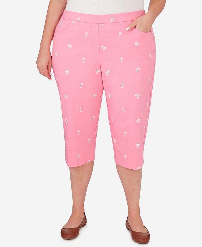 Alfred Dunner Plus Size Miami Beach Embroidered Palm Tree