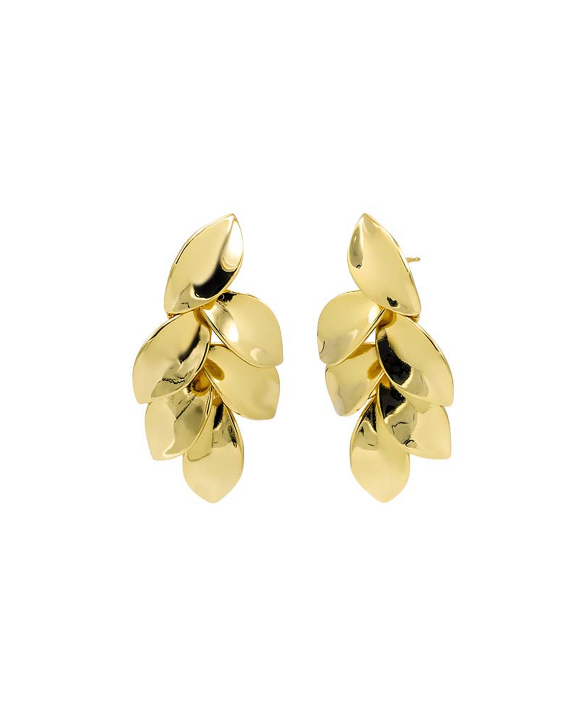 Solid Multi Leaf Dangling Drop Stud Earring - Gold