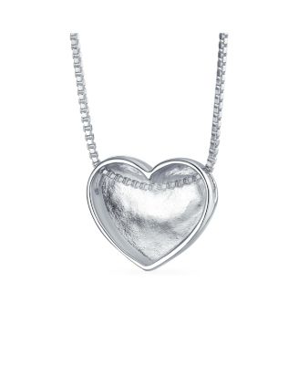 Plain Simple Heart Pendant Necklace Slide Pendant Sterling Silver