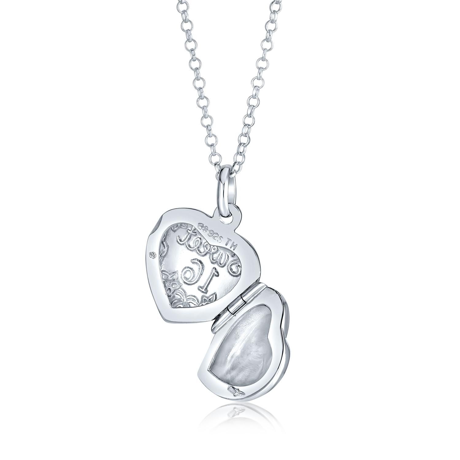 Sweet 16 Birthday Heart Flower Design Locket Necklace .925 Sterling Silver