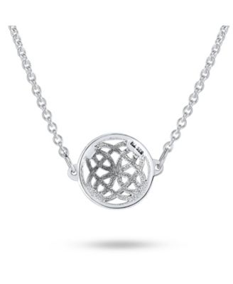 Ancient Round Disc Irish Infinity Love Knot Celtic Medallion Pendant Station Necklace Sterling Silver