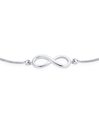 Minimalist Simple Slide Love Knot Symbol Infinity Bolo Bracelet Sterling Silver Adjustable