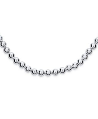 Dainty Sterling Silver Petite 4MM Round Bead Station Ball Necklace Shinny