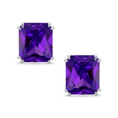 Rectangle Shape Statement 7CT Emerald Cut CZ Solitaire Clip On Stud Earrings Rhodium Plated Brass Non Pierced 14MM x 12MM