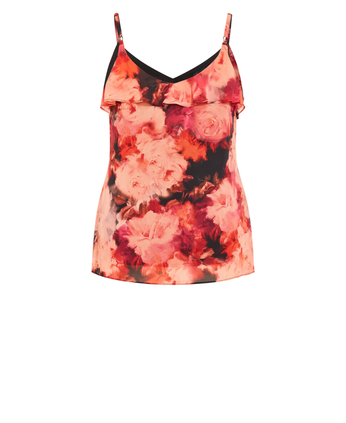 Plus Size Mischa Print Floral V Neck Ruffle Top