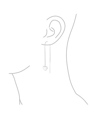 Simple Lightweight Long Flat Heart Chain Threader Earrings Sterling Silver Stabilizing U Hook