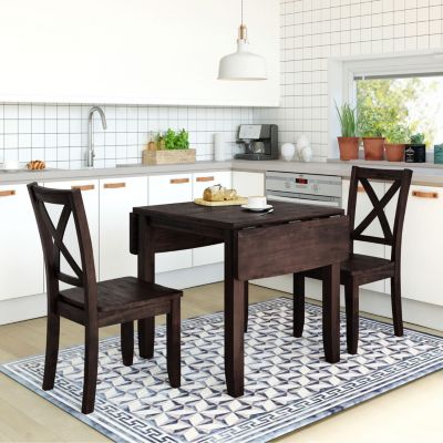 Wood Drop Leaf Breakfast Nook Dining Set, 2 Chairs