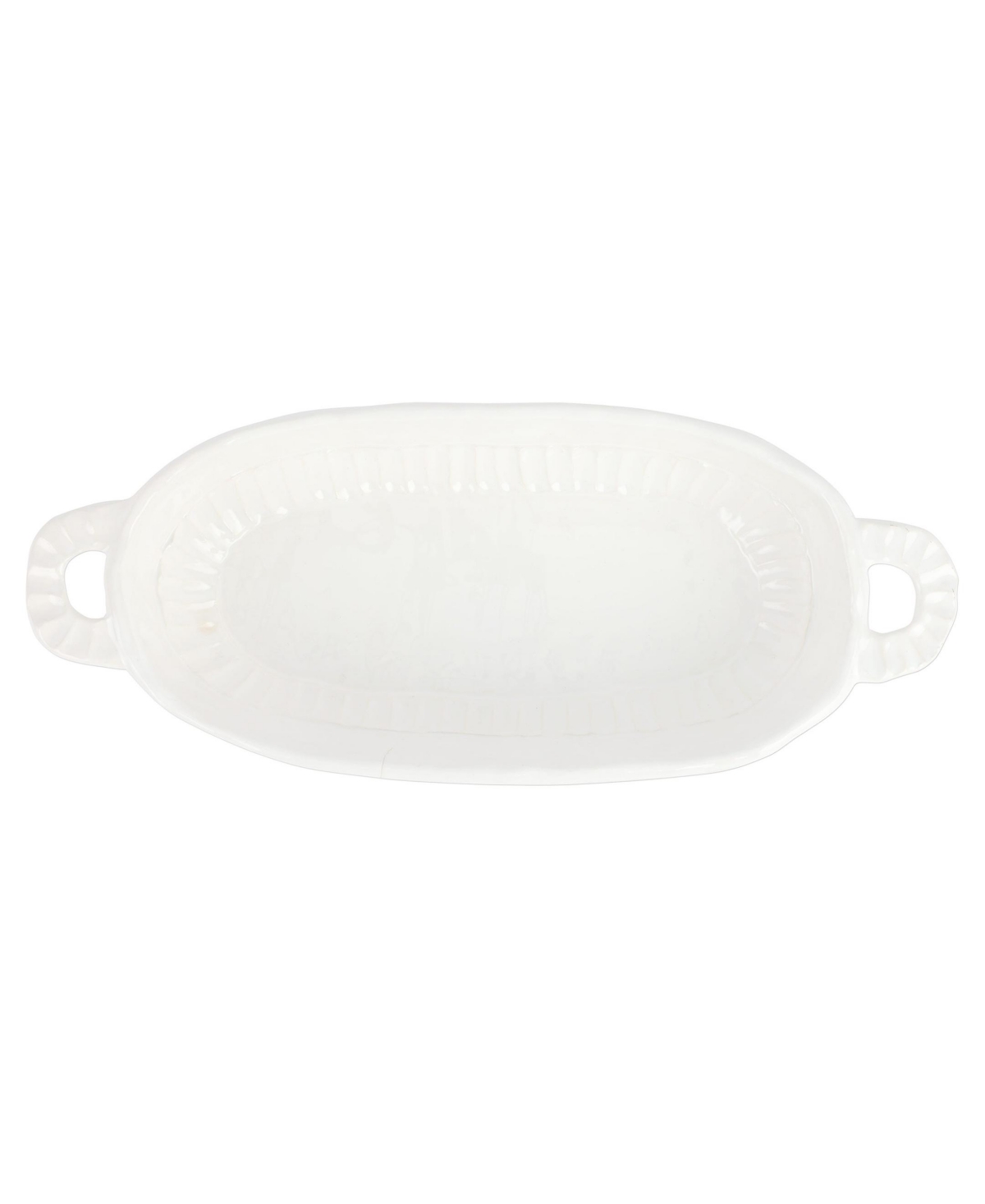 Vietri Pietra Serena Handled Oval Bowl In White