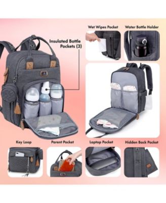 Diaper Bag Backpack with Portable Changing Pad, Pacifier Case and Stroller Straps