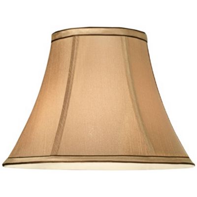 Tan Small Bell Lamp Shade and Brown Trim 6" Top x 12" Bottom x 9" High (Spider) Replacement with Harp and Finial