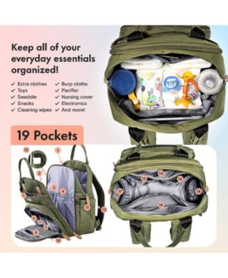 Diaper Bag Backpack with Portable Changing Pad, Pacifier Case and Stroller Straps