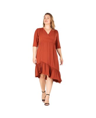 knee length dresses for ladies Mae Ruffle Ruched Midi Dress – designerfriday