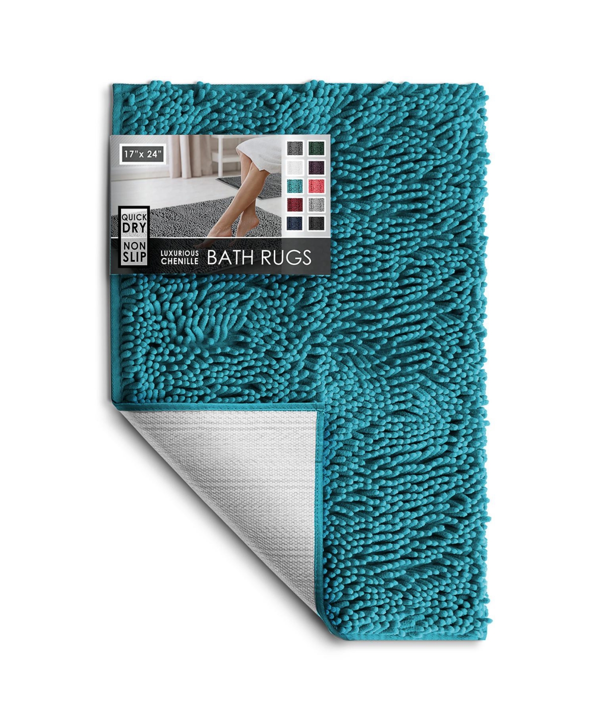 Hearth & Harbor Ultra Soft Non-Slip Chenille Bath Rug - Quick Dry, Machine Washable - 17”x24”