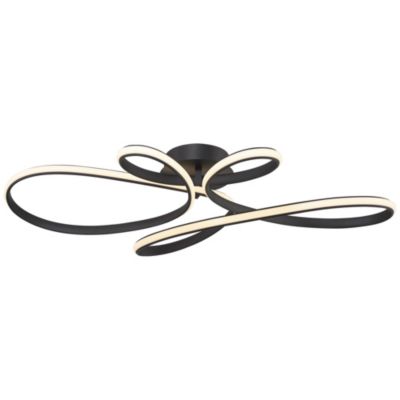 Helix Modern Semi Flush-Mount Ceiling Light Sand Black Dimmable LED Twisting 36 1/2" Wide Kitchen Living Room